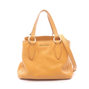 Miu Miu VITELLO CARIBU Shoulder Crossbody Handbag leather Yellow Used Women