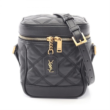 SAINT LAURENT PARIS 80's Vanity chain Shoulder Bag 649779 leather Black Used GHW