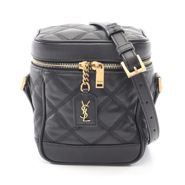 SAINT LAURENT PARIS 80's Vanity chain Shoulder Bag 649779 leather Black Used GHW