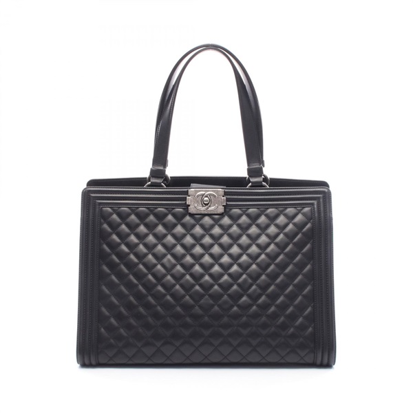 CHANEL Boy Chanel Large Matelasse Tote Handbag A92773 leather Black SHW Used CC
