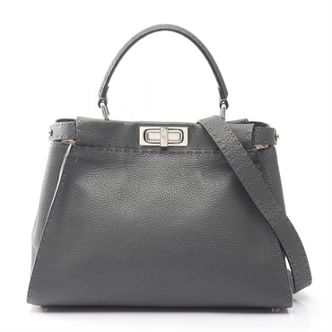 FENDI Peek-a-boo regular shoulder crossbody Handbag leather Gray Used Women