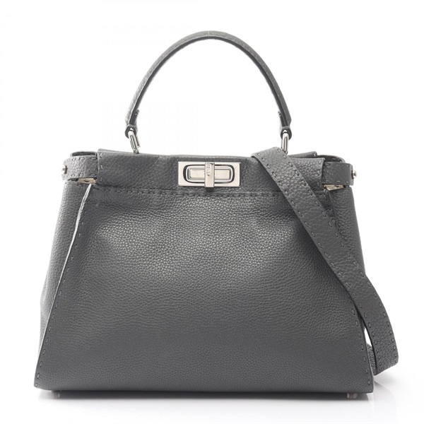 FENDI Peek-a-boo regular shoulder crossbody Handbag leather Gray Used Women