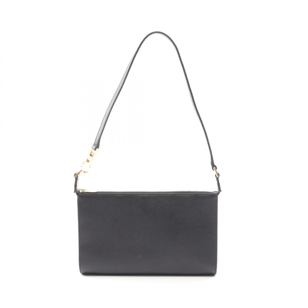 Salvatore Ferragamo Gancini Shoulder Bag leather Black GHW Used Women