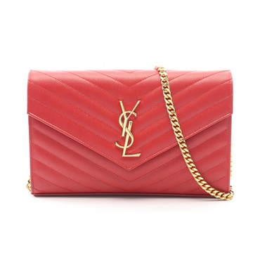 SAINT LAURENT PARIS Cassandra Classic chain crossbody Shoulder Bag leather Red