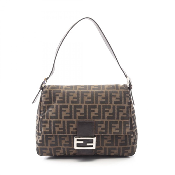 FENDI Mamma bucket Shoulder Bag 26325 canvas leather Brown Used Women