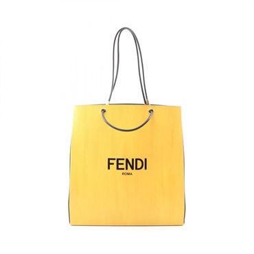 FENDI Pack Medium Shopping Shoulder Tote Bag 8BH383 leather Yellow Black Used