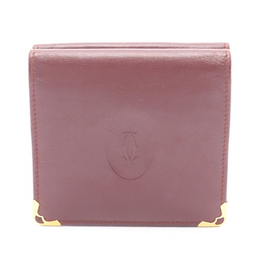 CARTIER Must Line Double Sided Wallet leather Bordeaux Used Women