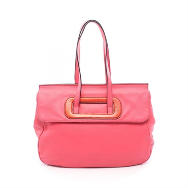 LOEWE anagram Tote shoulder Bag leather Pink Red Used Women