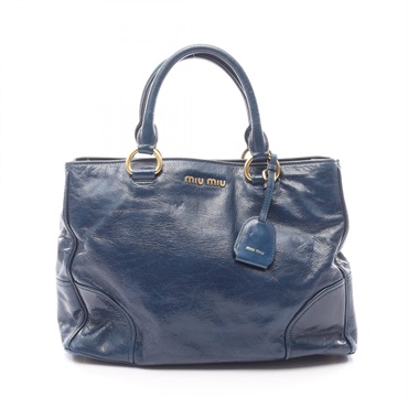 Miu Miu Handbag leather Navy GHW logo Used Women