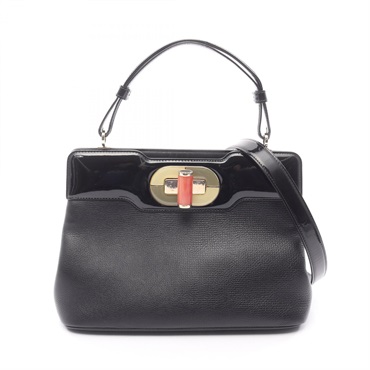 BVLGARI Isabella Rossellini Shoulder Crossbody Handbag leather Patent Black Used