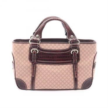 CELINE Boogie Macadam Handbag 134022AJB canvas leather Pink Brown Used Women