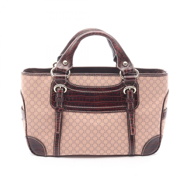 CELINE Boogie Macadam Handbag 134022AJB canvas leather Pink Brown Used Women