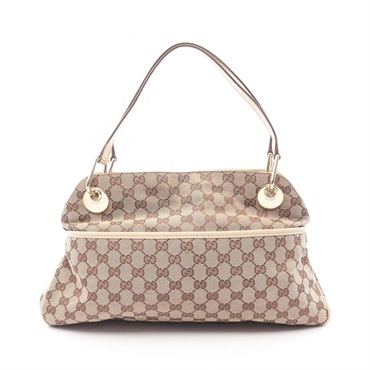 GUCCI GG canvas Shoulder Bag 121023 canvas leather Beige Used Women