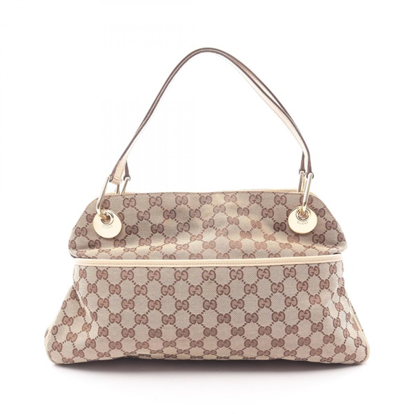 GUCCI GG canvas Shoulder Bag 121023 canvas leather Beige Used Women