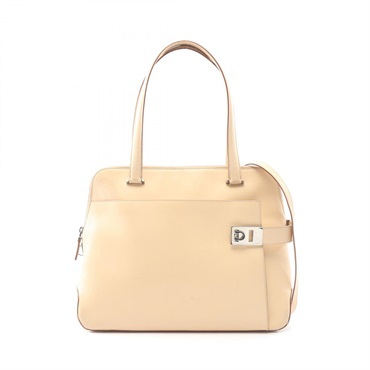 Salvatore Ferragamo Gancini Tote shoulder Bag leather Beige Used Women