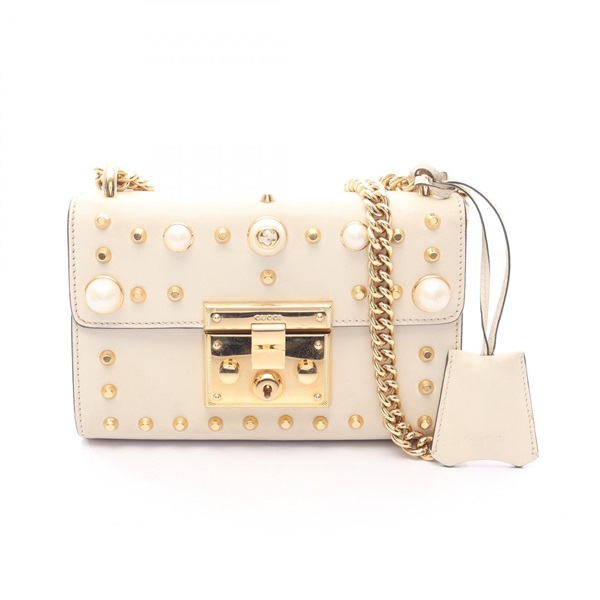 GUCCI Chain Shoulder Bag 432182 leather White Used Women