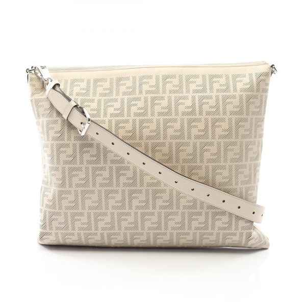 FENDI FF logo Shoulder Crossbody Bag 7VA604 leather White Used mens
