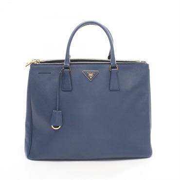 PRADA SAFFIANO LUX Handbag BN1802 leather Navy Triangle logo Used Women
