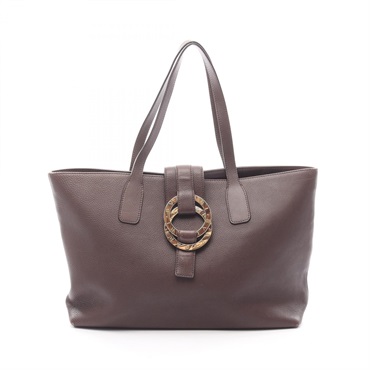 BVLGARI Chandra Tote Shoulder Bag leather Brown Used Women