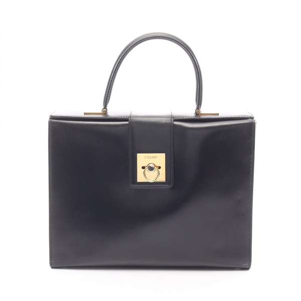 CELINE Gancini Handbag leather Black Used Women GHW