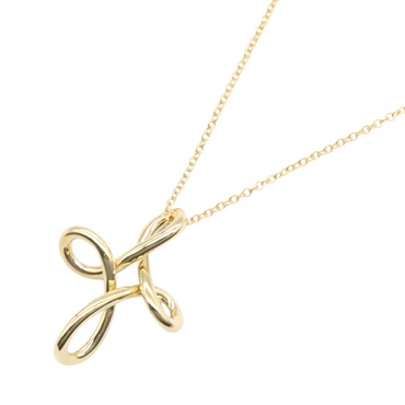 TIFFANY＆CO Infinity Cross Necklace Pendant 18KYG Yellow Gold Used 40.5㎝