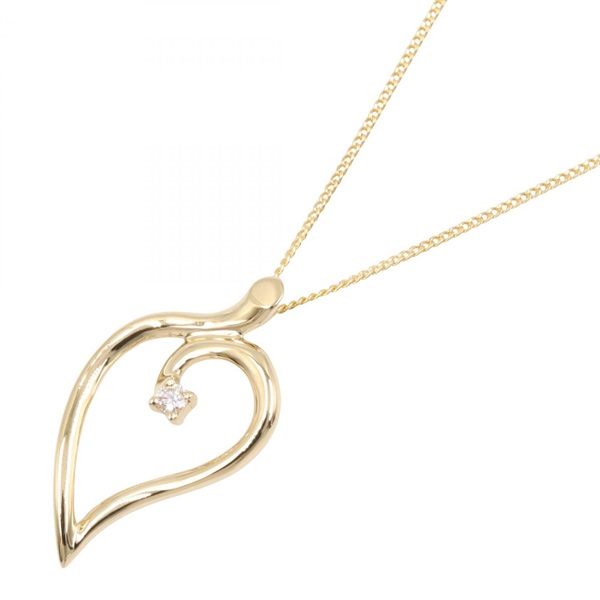 TIFFANY＆CO Leaf Heart 1P Diamond Necklace 18KYG Yellow Gold Used women Pendant