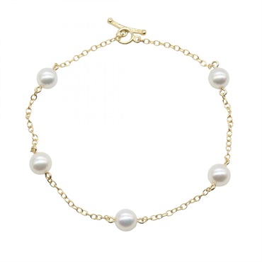 TIFFANY＆CO By the Yard Station Pearl Bracelet 18KYG Yellow Gold White Used 16㎝