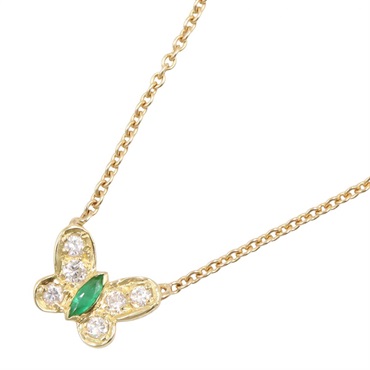 Van Cleef & Arpels Emerald Papillon Necklace Diamond 18KYG Gold Green Used Women