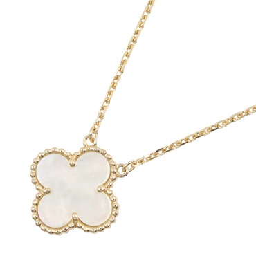 Van Cleef & Arpels Vintage Alhambra Mother of Pearl Necklace 18KYG Used Women