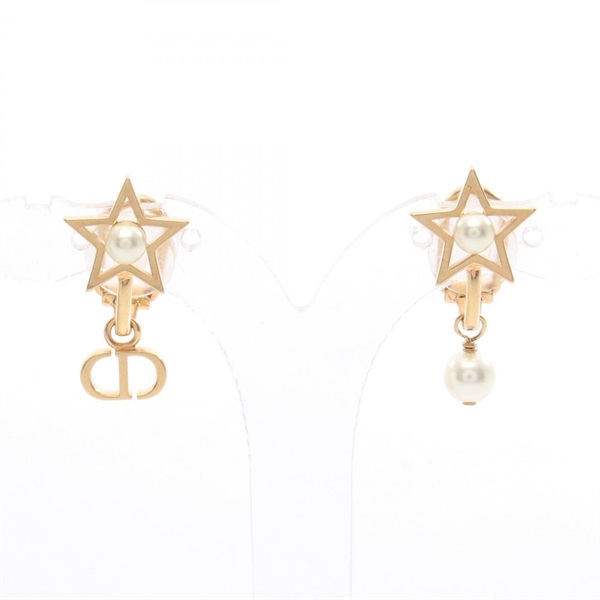 Christian Dior Petit CD Lucky Charms Earrings Gold Plated Artificial pearl Women