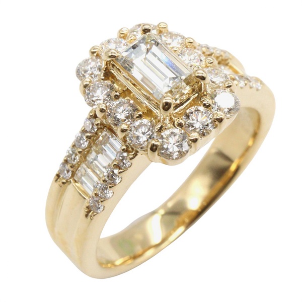 JEWELRY Diamond Ring 18KYG Yellow Gold Used women US size 7