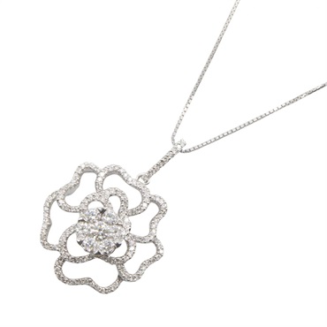 JEWELRY Diamond Pendant Necklace 18KWG White Gold Used 45㎝