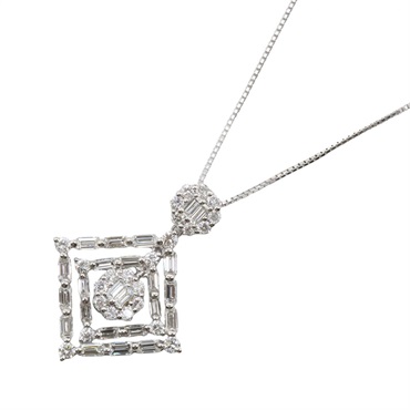JEWELRY Diamond Necklace Pendant 18KWG White Gold Used Women 45㎝