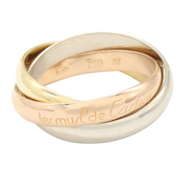 CARTIER Trinity Ring 18KYG 18KPG 18KWG Three gold used US size 6.25 #53