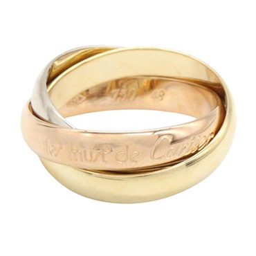 CARTIER Trinity Ring 18KYG 18KPG 18KWG Three gold used Women US size 4.25 #48