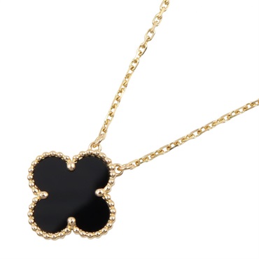 Van Cleef & Arpels Vintage Alhambra Onyx Necklace 18KYG Gold Black Used women