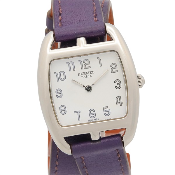 HERMES Cape Cod Tonneau de Bourtour Wrist Watch CT1.210 Quartz SS Used Women