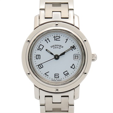HERMES Clipper Wrist Watch CL4.210 Quartz Stainless Steel Used Women