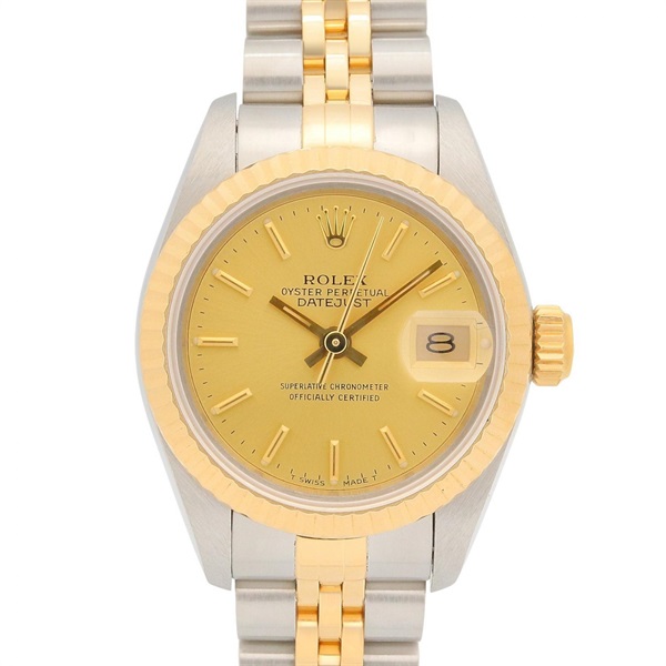 ROLEX Datejust X-Series Champagne Bar Wrist Watch 69173 Auto 18KYG SS Used Women