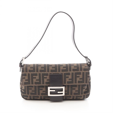 FENDI Mamma bucket Handbag 26424 canvas leather Brown Used Women