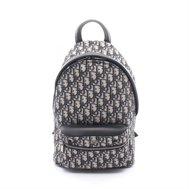 Dior RIDER Oblique Kids Rucksack Backpack canvas leather Navy Beige Black Used