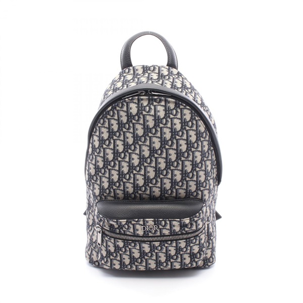 Dior RIDER Oblique Kids Rucksack Backpack canvas leather Navy Beige Black Used