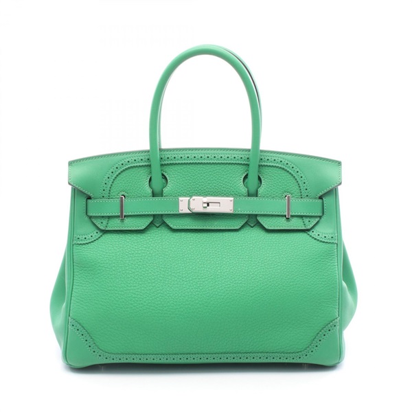 HERMES Birkin 30 Ghillies Handbag T Togo Swift leather Green Bamboo SHW used