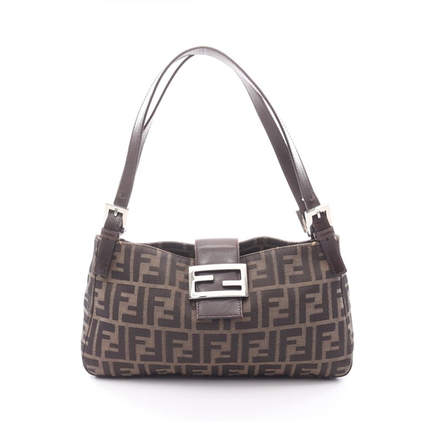 FENDI Zucca shoulder Handbag canvas leather Brown Used Women