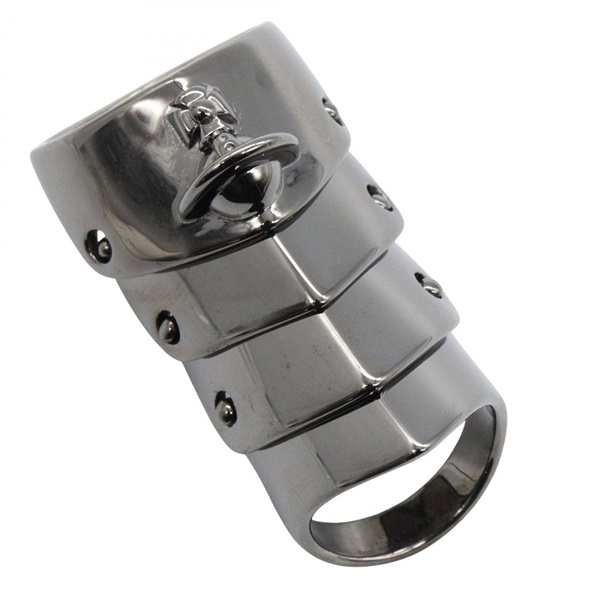 Vivienne Westwood Armor Ring Gunmetal Silver925 Black NEW #M US Size 7