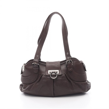 Salvatore Ferragamo Gancini Shoulder Handbag 21 6887 leather Brown Used Women