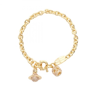 Vivienne Westwood CIRCE Bracelet 6102025B/02R966 Gold Plated Rhinestone Pink NEW