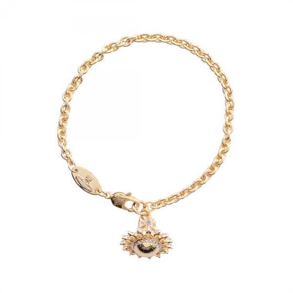 Vivienne Westwood JORDANA Bracelet 16.5cm Gold Plated Rhinestone Pink NEW Women