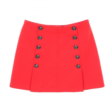 LOUIS VUITTON LV YK Technical Gabardine Mini Skirt #36 polyester Red Used Women