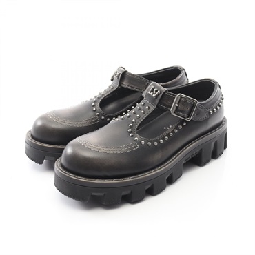 LOUIS VUITTON LV Checker Line Mary Janes Casual Shoes #9 leather Black Used mens